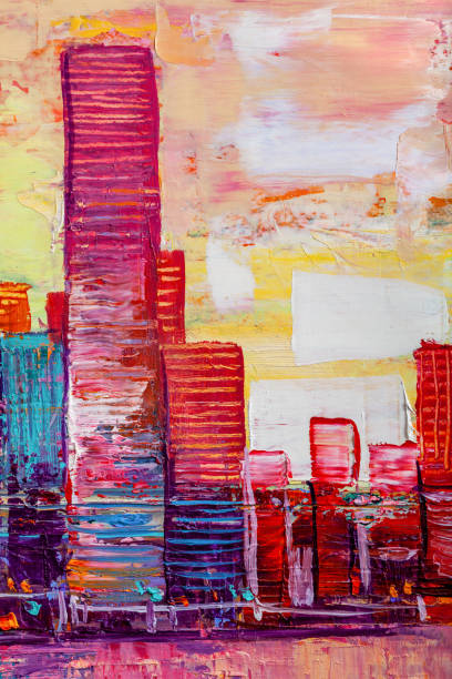 istock Abstract painting of urban skyscrapers. 1209933249