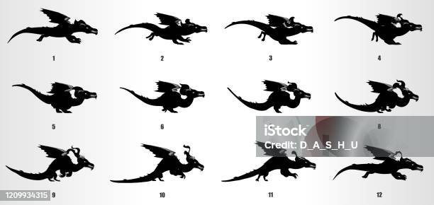 Dragon Run Cycle Animation Frames Loop Animation Sequence Sprite Sheet  Stock Illustration - Download Image Now - iStock