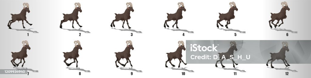 Goat Run Cycle Animation Frames Loop Animation Sequence Sprite Sheet Stock  Illustration - Download Image Now - iStock