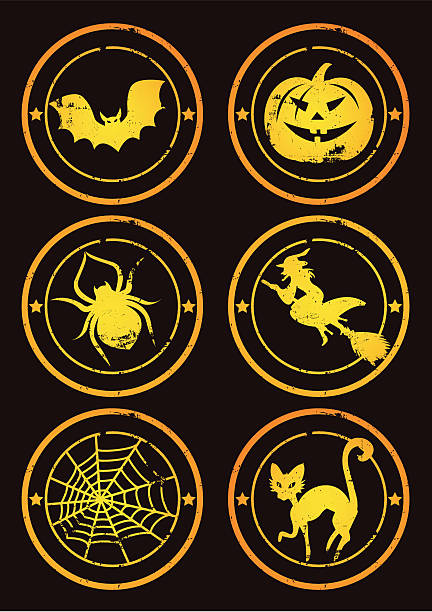 Vector rubber stamp: Happy Halloween vector art illustration