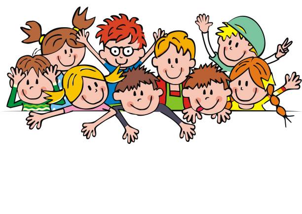 Children Group Vector Large Group Of Children Clip Art