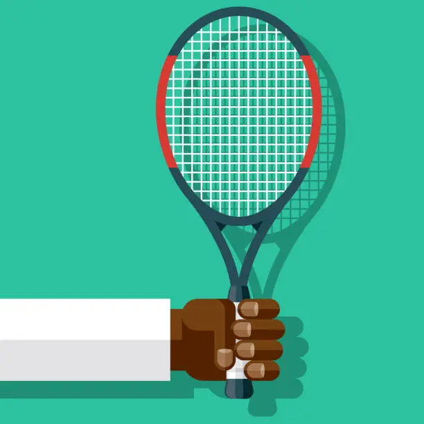 Vector illustration of Hand Holding Tennis Racket