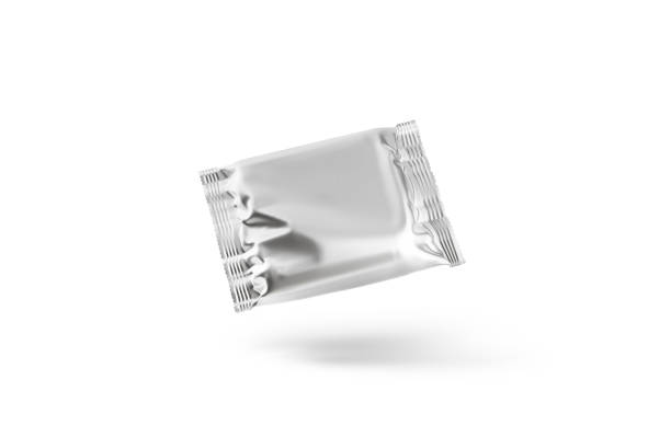 istock Blank silver square chocolate bar foil wrap mockup, no gravity 1209943229