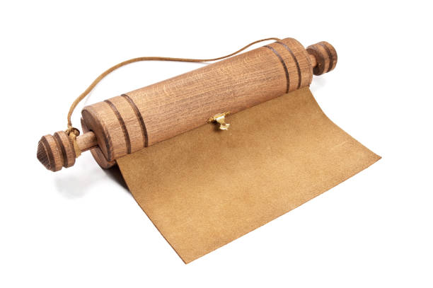 blank parchment manuscript in a wooden case - baccalaureate imagens e fotografias de stock