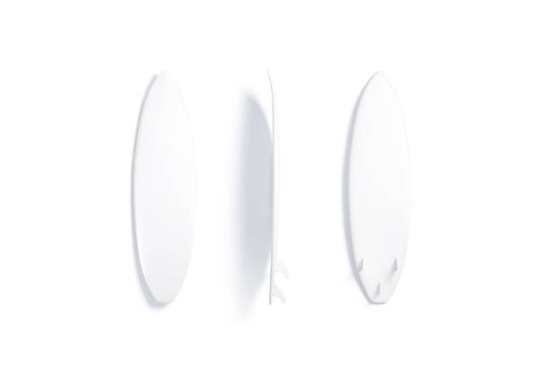 istock Blank white wood surfboarf mockup, front, back and top view 1209946230