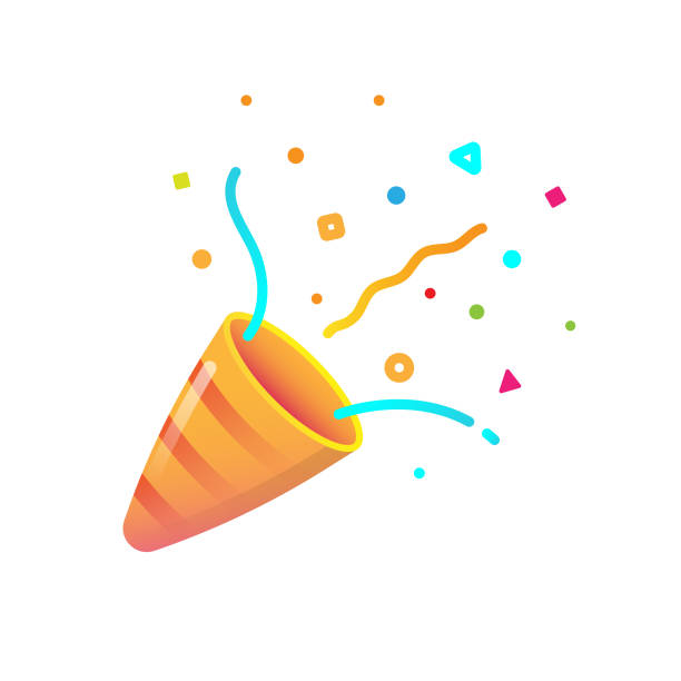 Confetti and Party Popper Icon Flat Design on White Background. Vector Illustration EPS 10 File. congratulations confetti stock illustrations