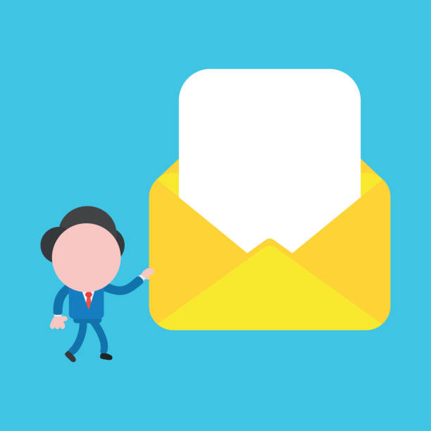 istock Vector illustration concept of businessman character walking and holding opened envelope with blank paper. 1209946393