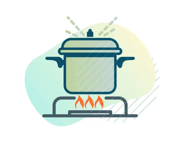 Vector illustration of Cook Food Thoroughly - Icon