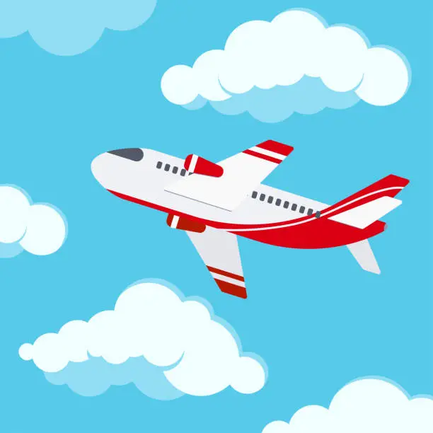 Vector illustration of Airplane in the sky vector flat design illustration.