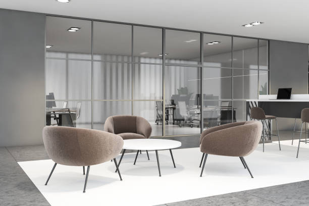 istock Modern company lounge area in gray 1209953073