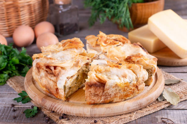 istock Homemade lavash pie with cheese and herbs 1209957223