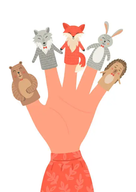 Vector illustration of Finger puppet theater