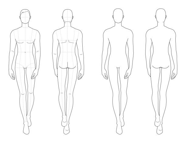Fashion Template Of Walking Men Stock Illustration - Download Image Now -  The Human Body, Sketch, Fashion Model - iStock