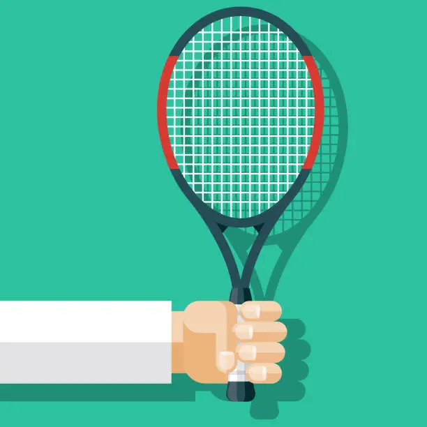 Vector illustration of Hand Holding Tennis Racket