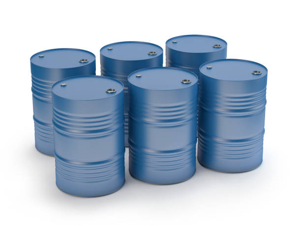 istock Blue steel barrels isolated on white 1209968326
