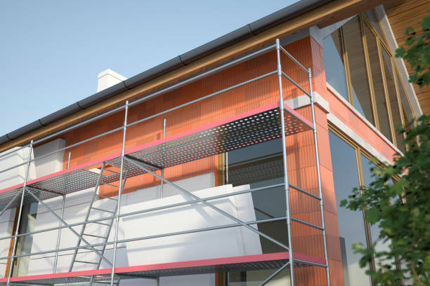 istock House construction, styrofoam and scaffolding - 3D illustration 1209968398