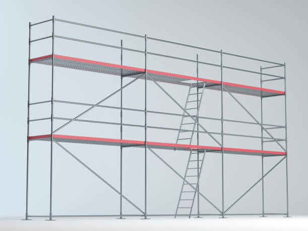 scaffolding - high metal construction - ladder company 1 imagens e fotografias de stock