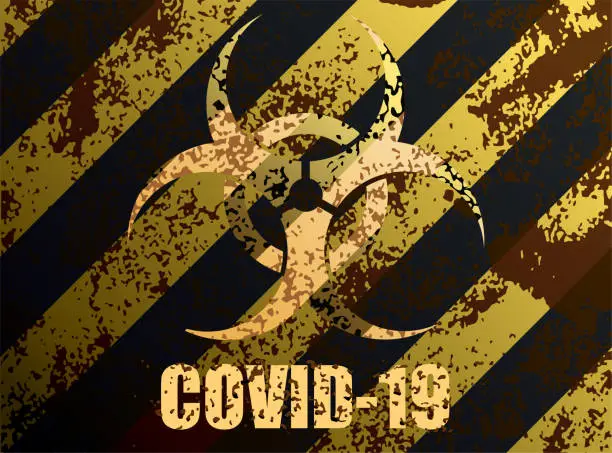 Vector illustration of COVID-19 Coronavirus Biohazard Danger Sign