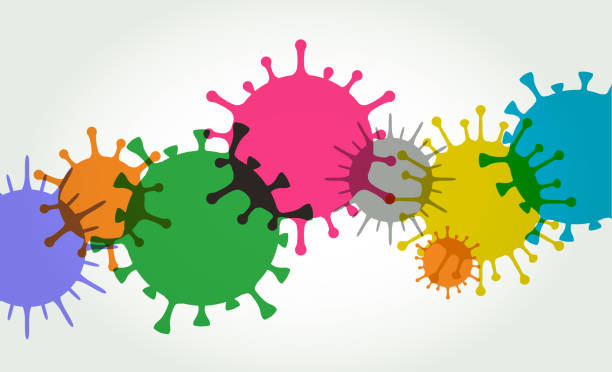 stockillustraties, clipart, cartoons en iconen met viruscelachtergrond - verkoudheid en griep