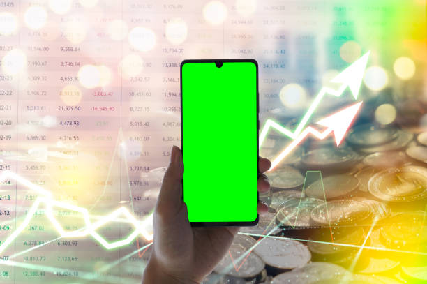 Stock market digital graph chart on LED display concept. A large display of daily stock market price and quotation. Indicator financial forex trade education background. coins for finance concept gráfico digital del mercado de valores sobre el concepto de pantalla led. una gran muestra del precio diario del mercado de valores y cotización. indicador de antecedentes financieros de educación de comercio de divisas. monedas para el concepto financ