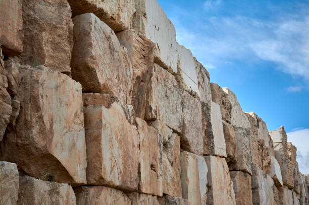 A high-resolution close-up of a traditional stone wall found in Malo Grablje, an abandoned village on the island of Hvar, Croatia. The image captures the raw texture of weathered limestone and crumbling mortar, showcasing the craftsmanship and materials used in rural Mediterranean architecture. Malo Grablje is a forgotten place with rich historical charm, now reclaimed by nature.