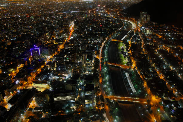 istock Santiago de Chile, Aerial View at Night 1209981173