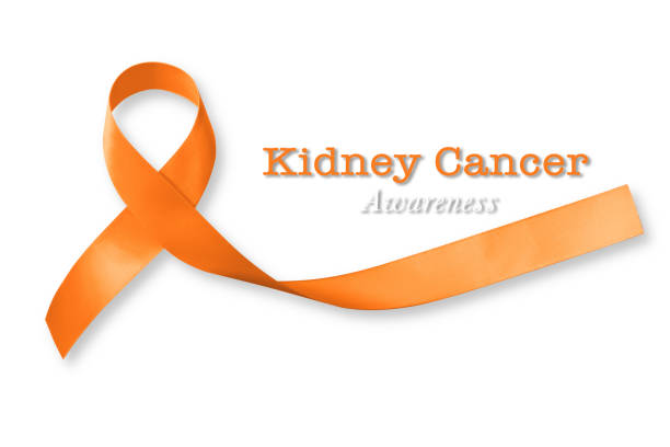 świadomość raka nerki pomarańczowa kolor wstążki izolowane ze ścieżką przycinania - kidney cancer zdjęcia i obrazy z banku zdjęć