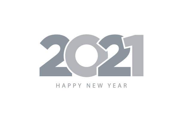 ilustraciones, imágenes clip art, dibujos animados e iconos de stock de 2021 feliz año nuevo. símbolo gris diseño plano de color metalic símbolo. plantilla para web e imprenta, tarjeta de regalo. - year