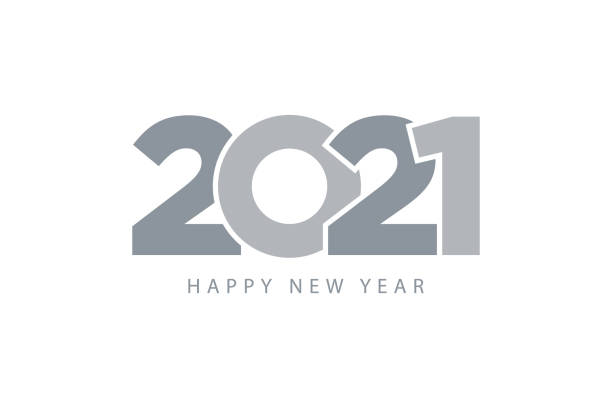 illustrations, cliparts, dessins animés et icônes de 2021 bonne année. conception plate métalétique de couleur de symbole gris. modèle pour bannière web et imprimée, carte-cadeau. - year