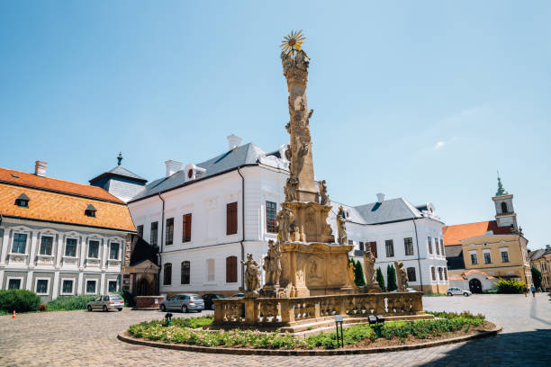 istock Holy Trinity Column at castle district in Veszprem, Hungary 1209988423