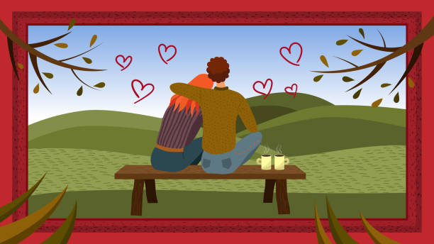 126 Cartoon Of Romantic Couple Sitting Park Bench Together Illustrations &  Clip Art - iStock
