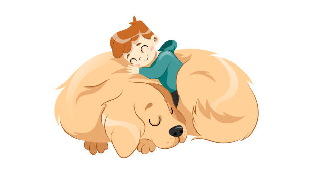 ilustraciones, imágenes clip art, dibujos animados e iconos de stock de refugio de animales, adopción de animales, cuidado, concepto de ayuda para personas sin hogar. niño pequeño abraza al perro aislado sobre fondo blanco. niños amistad y cuidado y animal. estilo plano. ilustración vectorial - vet dog teenager puppy