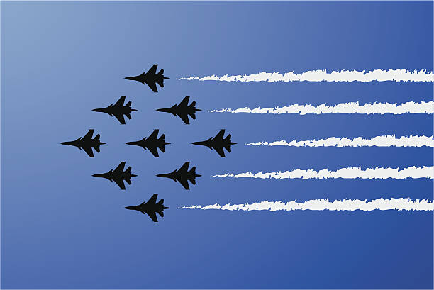 вектор самолет шоу - airshow stock illustrations