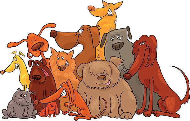 Vector illustration of Group of dogs