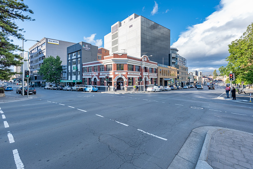 Macquarie Street, Hobart cityscape in Tasmania, Australia.