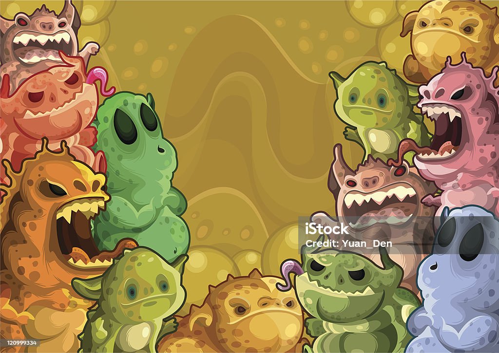 Simple Monster Backgrounds Cute Monsters Horizontal Background Stock Illustration - Download Image ...