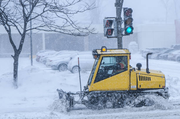 istock Snowplow in sidewalk during snowstorm 1209993565