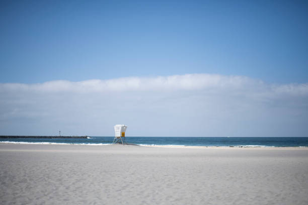 Lifeguard tower on southern California beach in San Diego, CA, United States