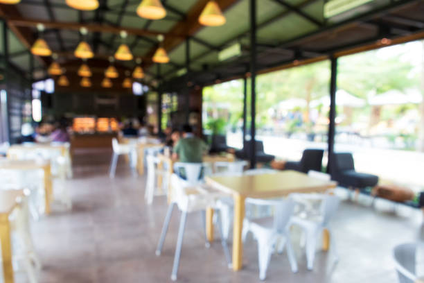 Coffee shop blurred background. stock photo