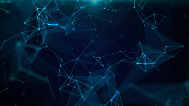 istock 3D Abstract geometric background. Triangles, dots and lines are connecting with shine. 1209998279