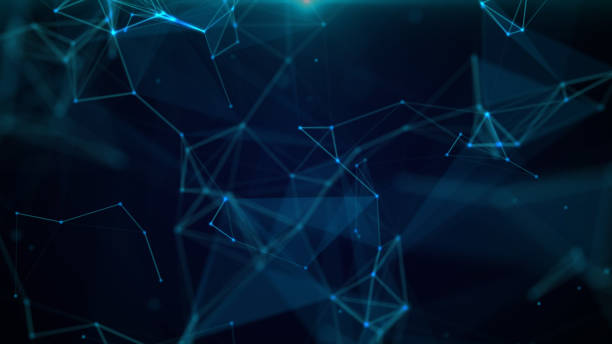 istock 3D Abstract geometric background. Triangles, dots and lines are connecting with shine. 1209998280