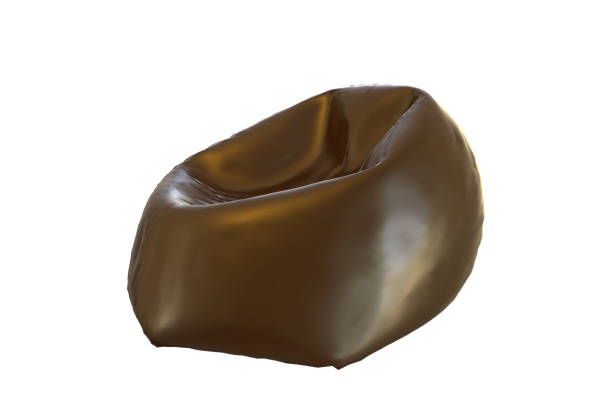 istock 3d render illustration. Brown soft leather beanbag for interior modern design isolated on white background with clipping path. Object comfortable indoor or outdoor contemporary furniture concept 1209998497