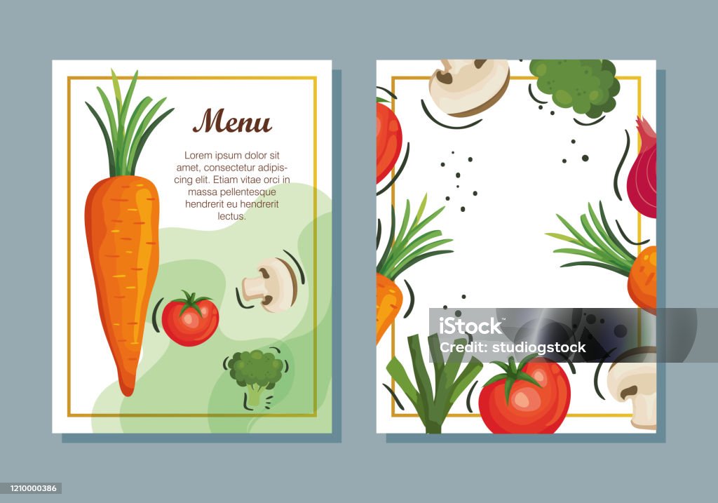 Vegetable Menu Card Menu Card With Vegetables Decoration Stock Illustration - Download ...