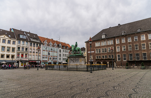 Dusseldorf, Germany - August 11, 2019: View of the Marktplatz square in the central neighborhood of Altstadt