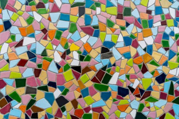 istock Pattern texture of colorful small mosaic tiles on the wall 1210003568