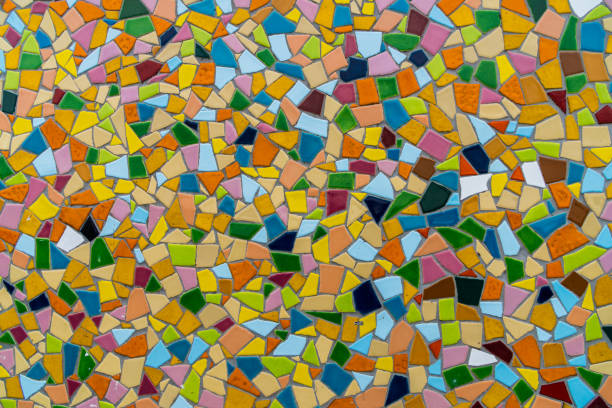 istock Pattern texture of colorful small mosaic tiles on the wall 1210003570