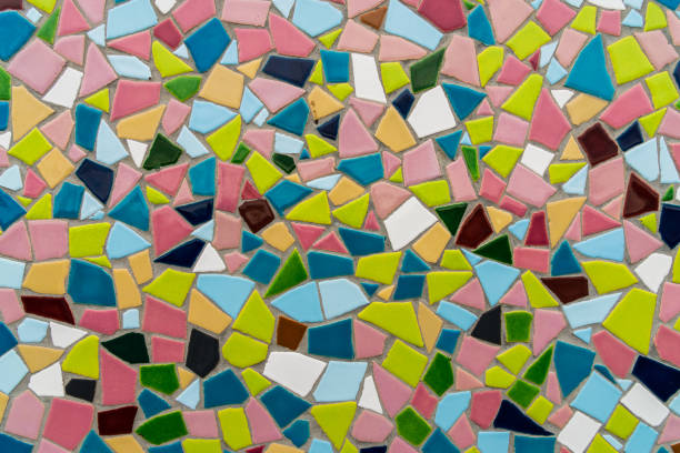 istock Pattern texture of colorful small mosaic tiles on the wall 1210003571