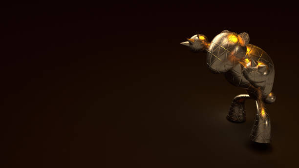 Bear gold  3d rendering in dark tone for business content.