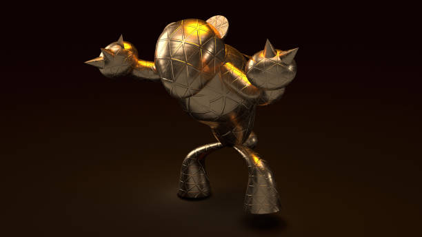istock Bear gold  3d rendering in dark tone for business content. 1210004790