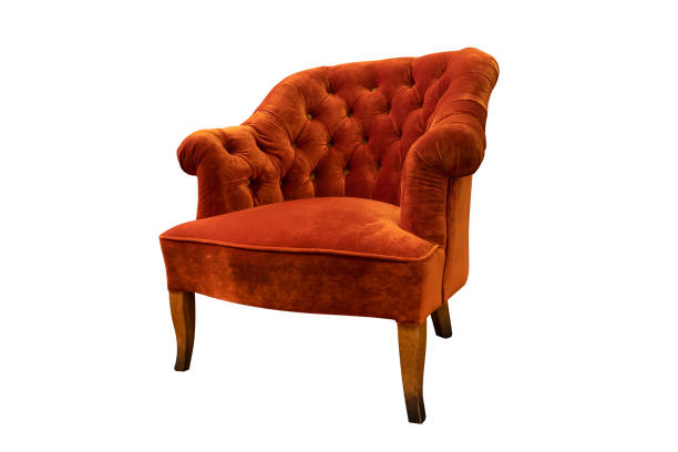 orange vintage armchair isolated on white background
